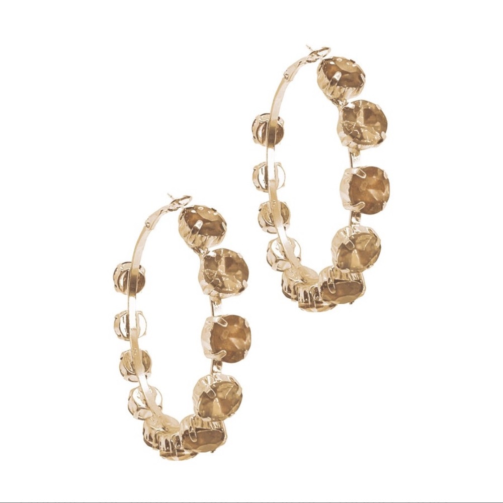 NWT Grace & Emma Gold Gemstone Hoop Earrings